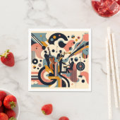Serviette En Papier Mid Century Jazz Age Psychedelic Trio (En situation)