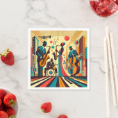Serviette En Papier Mid Century Jazz Age Quartet (En situation)