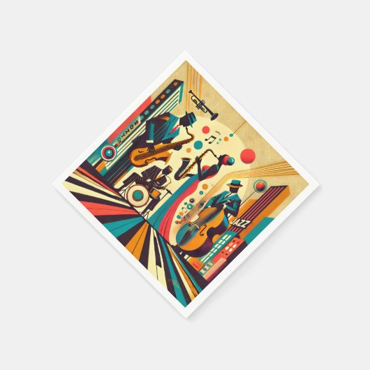 Serviette En Papier Mid Century Jazz Age Quartet (Coin)