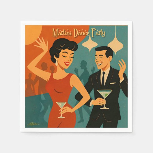 Serviette En Papier Mid Century Martini Dance Party (Devant)