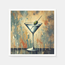 Mid Century Mixed Media Martini Art