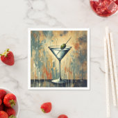 Serviette En Papier Mid Century Mixed Media Martini Art (En situation)