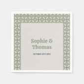 Serviette En Papier Mid Century Mod Retro Mariage Olive Green (Devant)