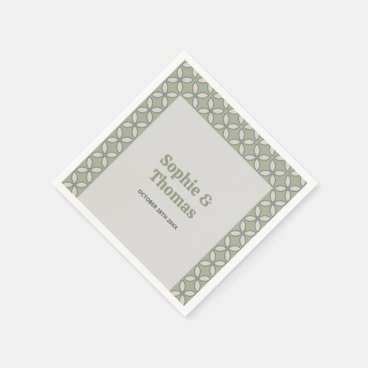 Serviette En Papier Mid Century Mod Retro Mariage Olive Green (Coin)