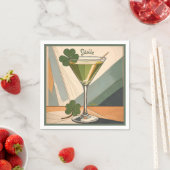 Serviette En Papier Mid Century Modern Art Shamrock Martini Sláinte!  (En situation)