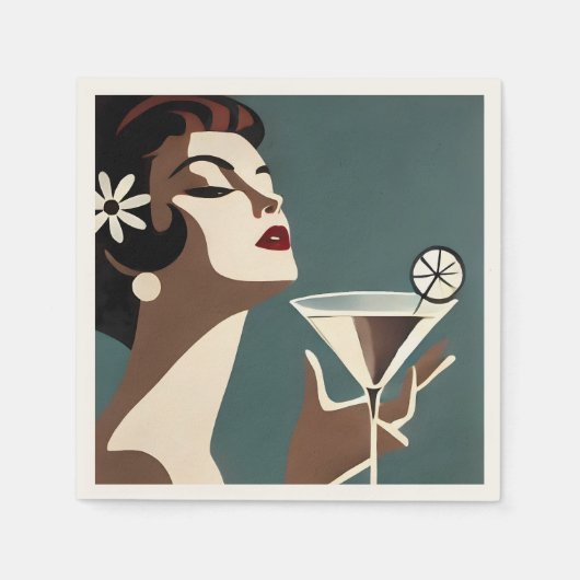 Serviette En Papier Mid Century Modern Art The Martini DIva (Devant)