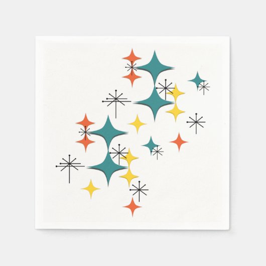 Serviette En Papier Mid Century Modern Atomic Starburst Diamonds MCM (Devant)