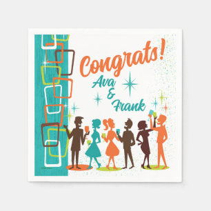 Serviette En Papier Mid Century Modern Cocktails Partie d'engagement