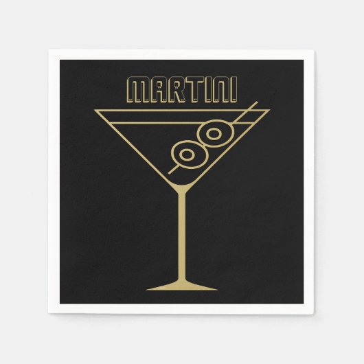Serviette En Papier Mid Century Modern Gold 2 Olive Martini (Devant)