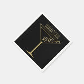 Serviette En Papier Mid Century Modern Gold 2 Olive Martini (Coin)