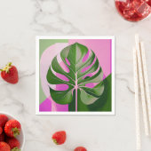 Serviette En Papier Mid-Century Modern Hawaiian Monstera Leaf (En situation)