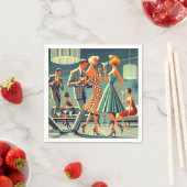 Serviette En Papier Mid Century Modern Martini Dance Cocktail Party (En situation)