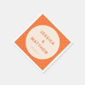 Serviette En Papier Mid Century Modern Orange Geometric Custom Wedding (Coin)