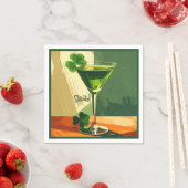 Serviette En Papier Mid Century Modern Shamrock Martini Sláinte!  (En situation)