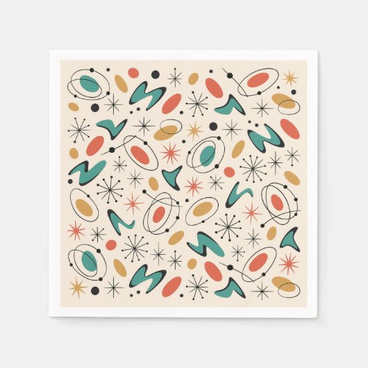 Serviette En Papier Mid Century Modern Starburst Pattern (Devant)