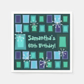 Serviette En Papier Mid Century Moderne 60e anniversaire Turquoise (Devant)