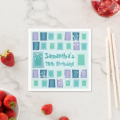 Serviette En Papier Mid Century Moderne 70e Anniversaire Aquamarine (En situation)