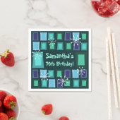 Serviette En Papier Mid Century Moderne 70e anniversaire Turquoise (En situation)