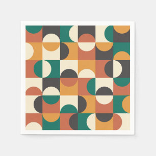 Serviette En Papier Mid Century Moderne demi cercles vert et orange