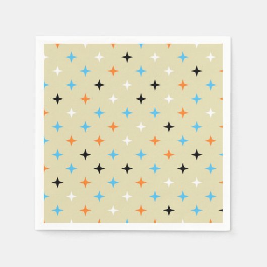 Serviette En Papier Mid Century Moderne Rétro Motif Starburst (Devant)