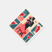 Serviette En Papier Mid Century moderne Valentine Dancing Couple (Coin)