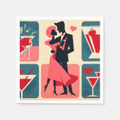 Serviette En Papier Mid Century moderne Valentine Dancing Couple (Devant)