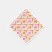 Serviette En Papier Mid Century Orange rose Starburburs sur Ogee Motif (Coin)