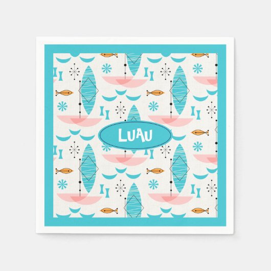 Serviette En Papier Mid Century Pink Catamaran (Devant)