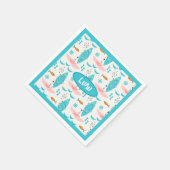 Serviette En Papier Mid Century Pink Catamaran (Coin)