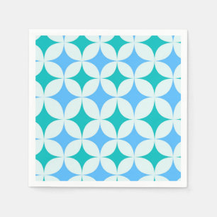Serviette En Papier Mid Century Retro Starburs Motif Turquoise Bleu