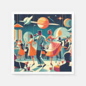 Serviette En Papier Mid Century Space Age Cocktail Party (Devant)