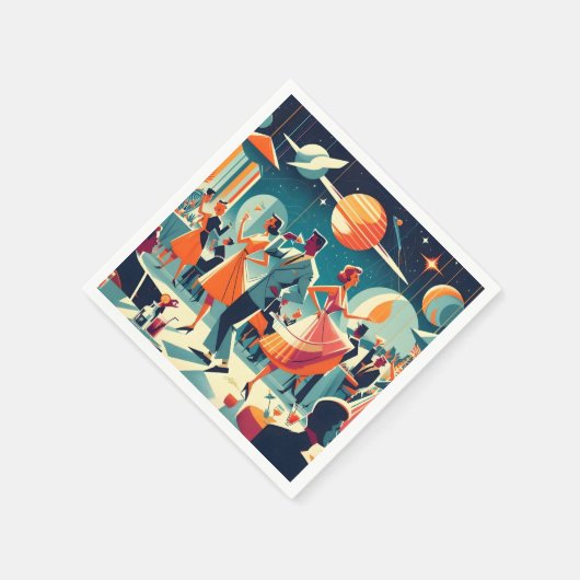 Serviette En Papier Mid Century Space Age Cocktail Party (Coin)