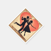 Serviette En Papier Mid Century Valentine Dancing Couple avec Martini (Coin)