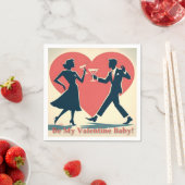 Serviette En Papier Mid Century Valentine Hip Martini Dancing Couple (En situation)