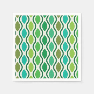 Serviette En Papier Mid Century Vert moderne Ogee Turquoise motif