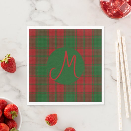 Serviette En Papier Middleton Tartan Monogrammé (En situation)