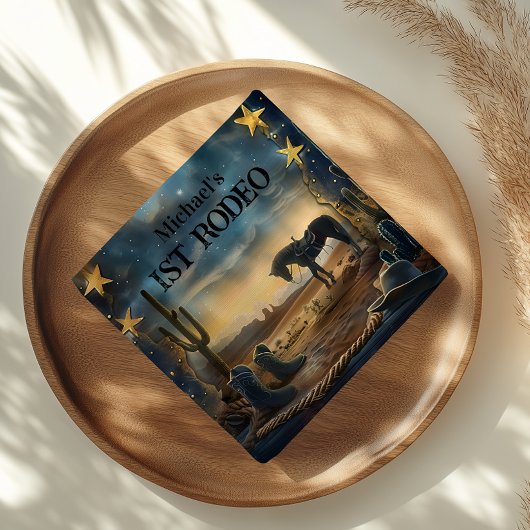 Serviette En Papier Midnight Desert Cowboy 1st Birthday Rodeo