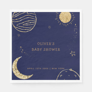 Serviette En Papier Midnight Galaxy Moon Star Boy Baby shower