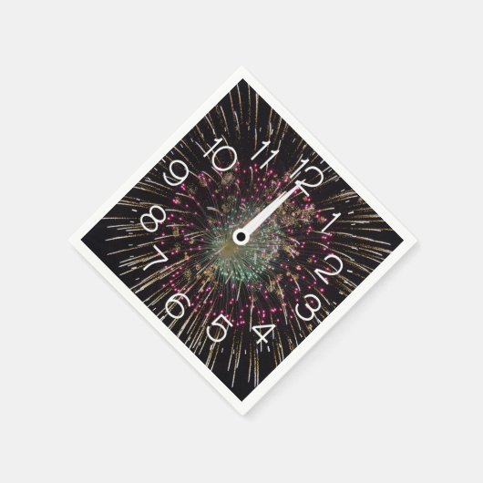 Serviette En Papier Midnight New Years Eve Clock On Fireworks (Coin)
