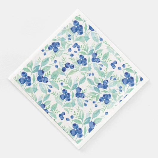 Serviette En Papier Midsummer Rustic Blueberry Berry Motif d'été (Coin)