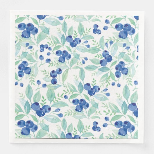 Serviette En Papier Midsummer Rustic Blueberry Berry Motif d'été (Devant)