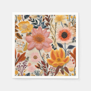 Serviette En Papier Miel abeille fleur sauvage vintage