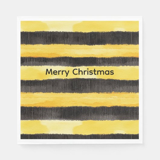 Serviette En Papier Miel Abeille Noir Or Jaune Noël (Devant)