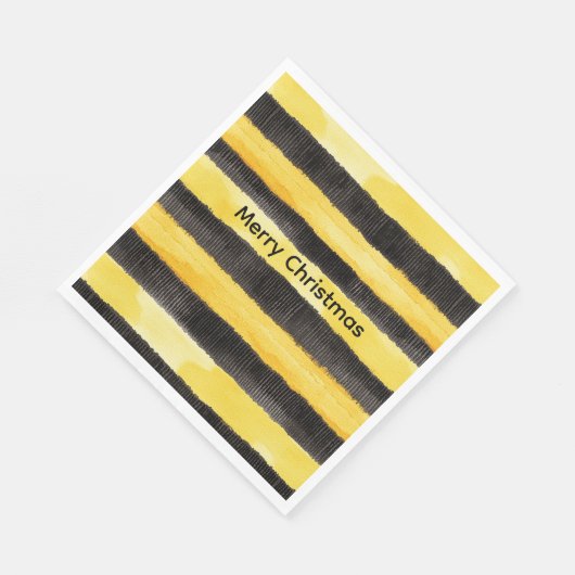 Serviette En Papier Miel Abeille Noir Or Jaune Noël (Coin)