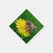 Serviette En Papier Miel abeille sur un Dandelion Jaune (Coin)