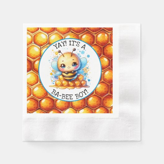 Serviette En Papier Miel abeille thème Baby shower garçon (Devant)