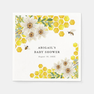 Serviette En Papier Miel Bee and Daisy Baby shower personnalisé