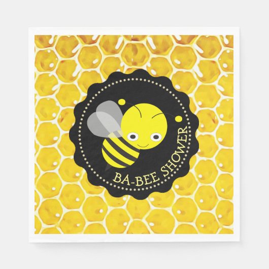 Serviette En Papier Miel Bee Bumblebee Thème Babee Douche Napkins (Devant)