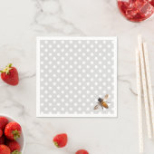 Serviette En Papier Miel Bee | motif à pois gris bleu (En situation)