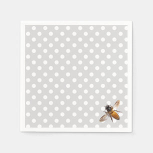 Serviette En Papier Miel Bee   motif à pois gris bleu